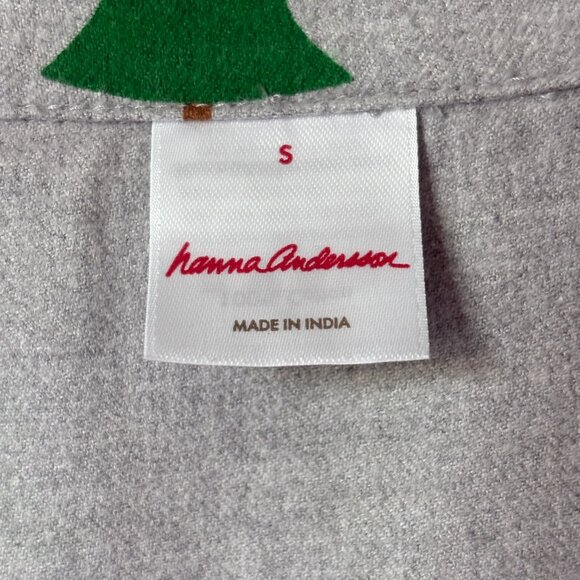 Hanna Anderson Women Pajama Top Flannel Size S Tannenbaum Tree Button Up Gray - Picture 4 of 11